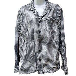 Grey and White Button Up Pyjama Blouse